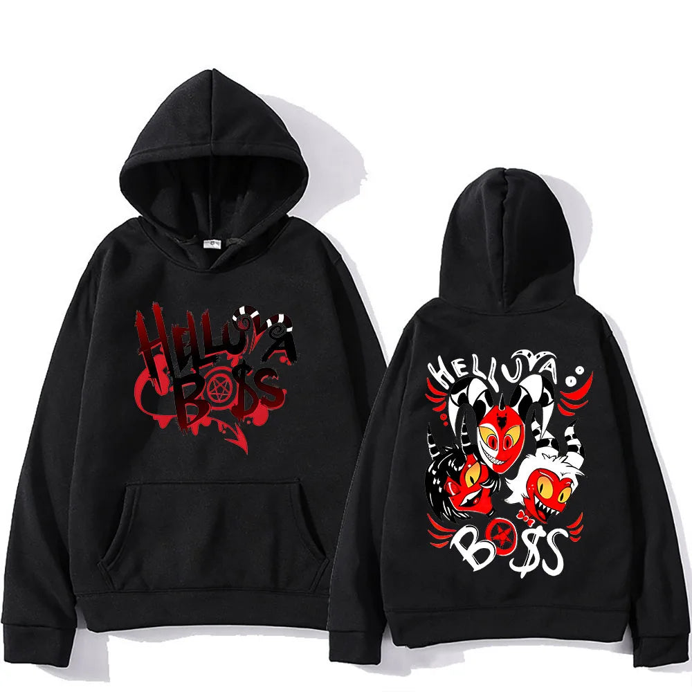 Helluva Boss Hooded Anime Print Cartoon Comfortable Sweatshirts Cute Fleece Hoody