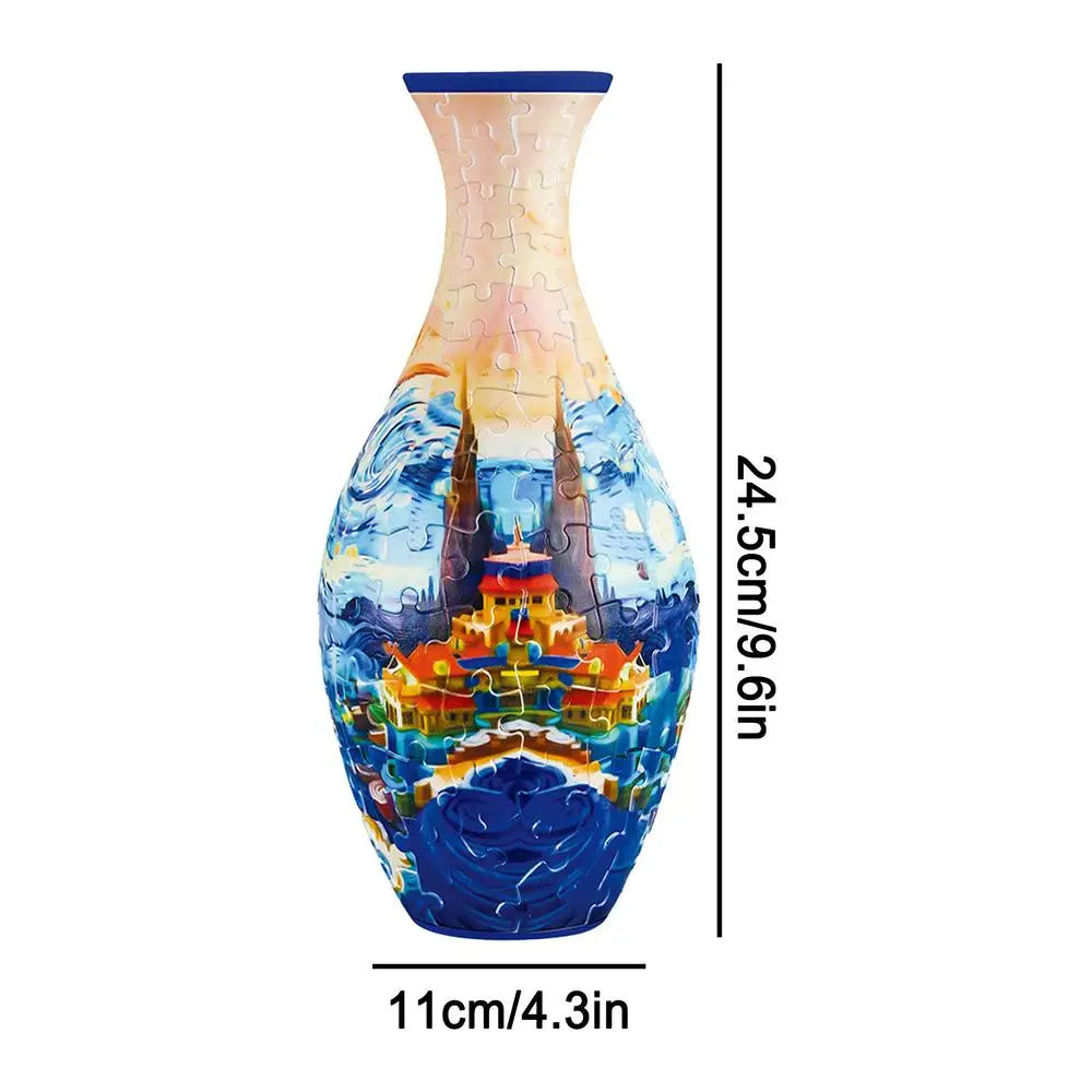 3D Puzzle Vase Blue and White Porcelain