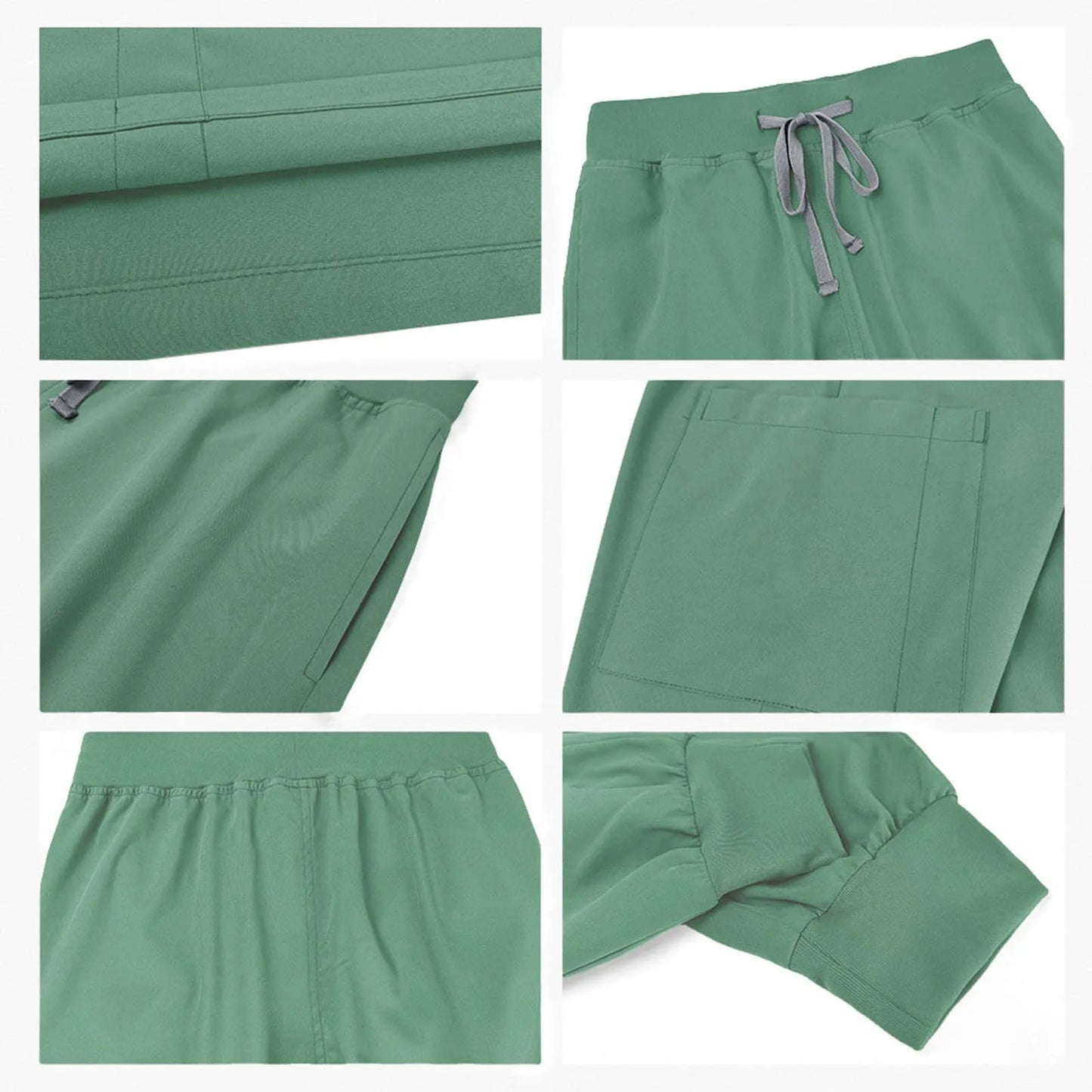 V Neck Medical Nursing Uniform Set With Drawstring Jogger Pants