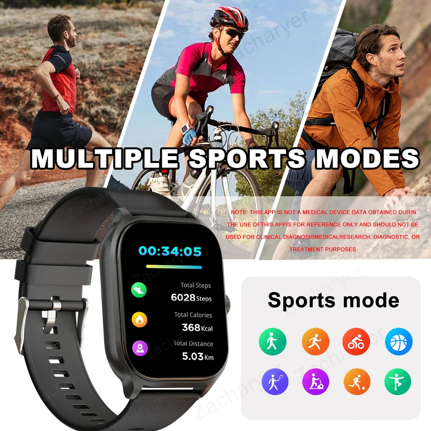Smart watch, wireless calling/dial, multi-Sport mode, calling reminder and rejection,