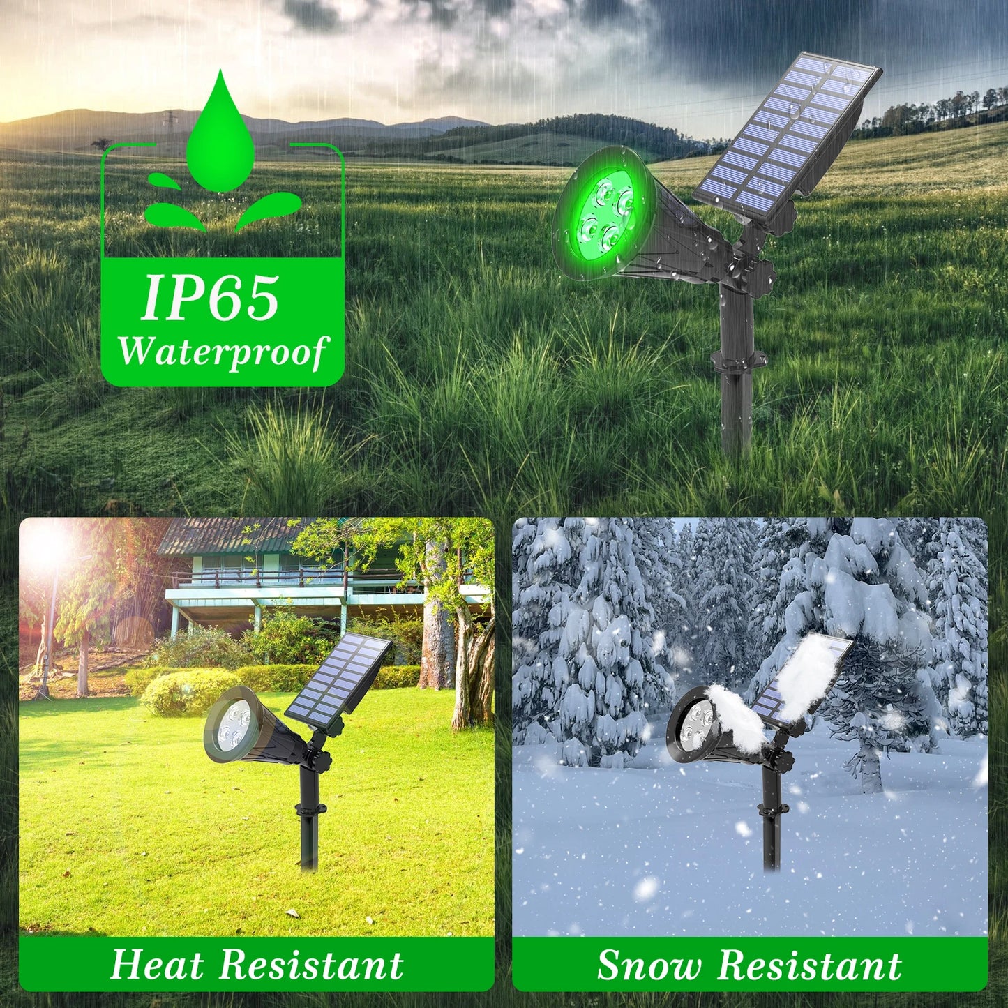 2pcs Green Led Solar Lights Solar Spotlight IP65 Waterproof Solar Wall Light Solar Garden Light