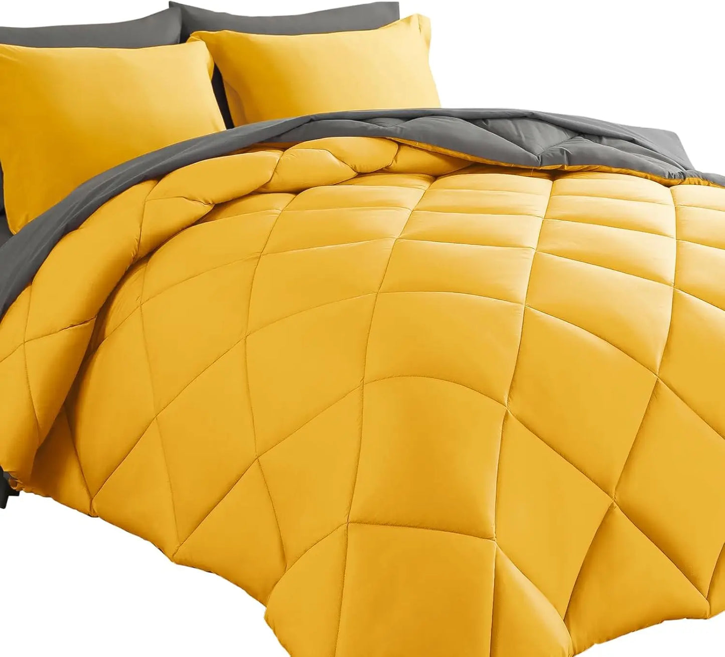 Comforter Sets 7pcs All Season Solid Down Bedding Sets with Comforter,