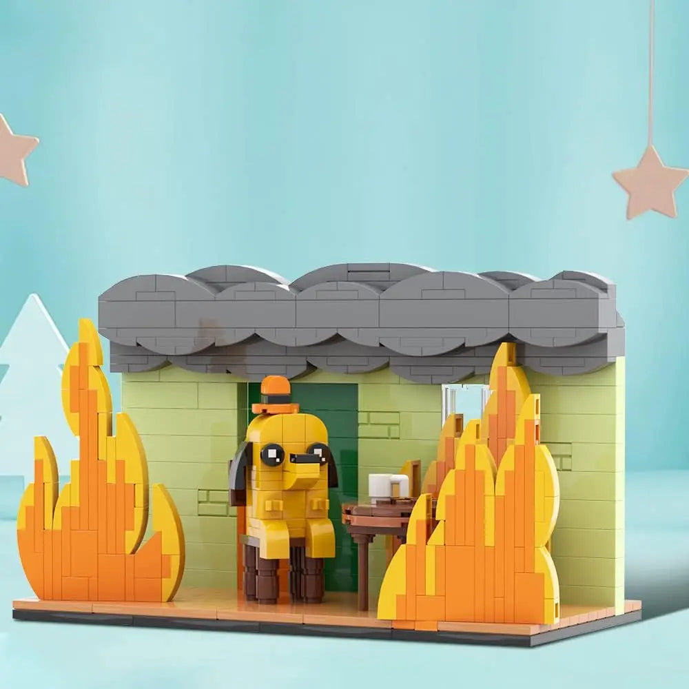 This Is Fine Dog Building Blocks Puppy Figure Desktop Collectible