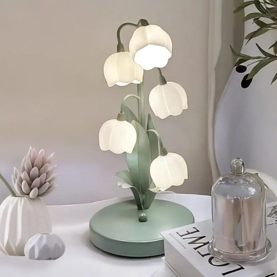Flower Lamp Lily Of The Valley Vintage Bedside Table Light