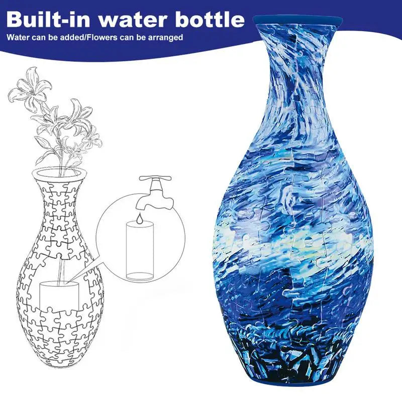 3D Puzzle Vase Blue and White Porcelain