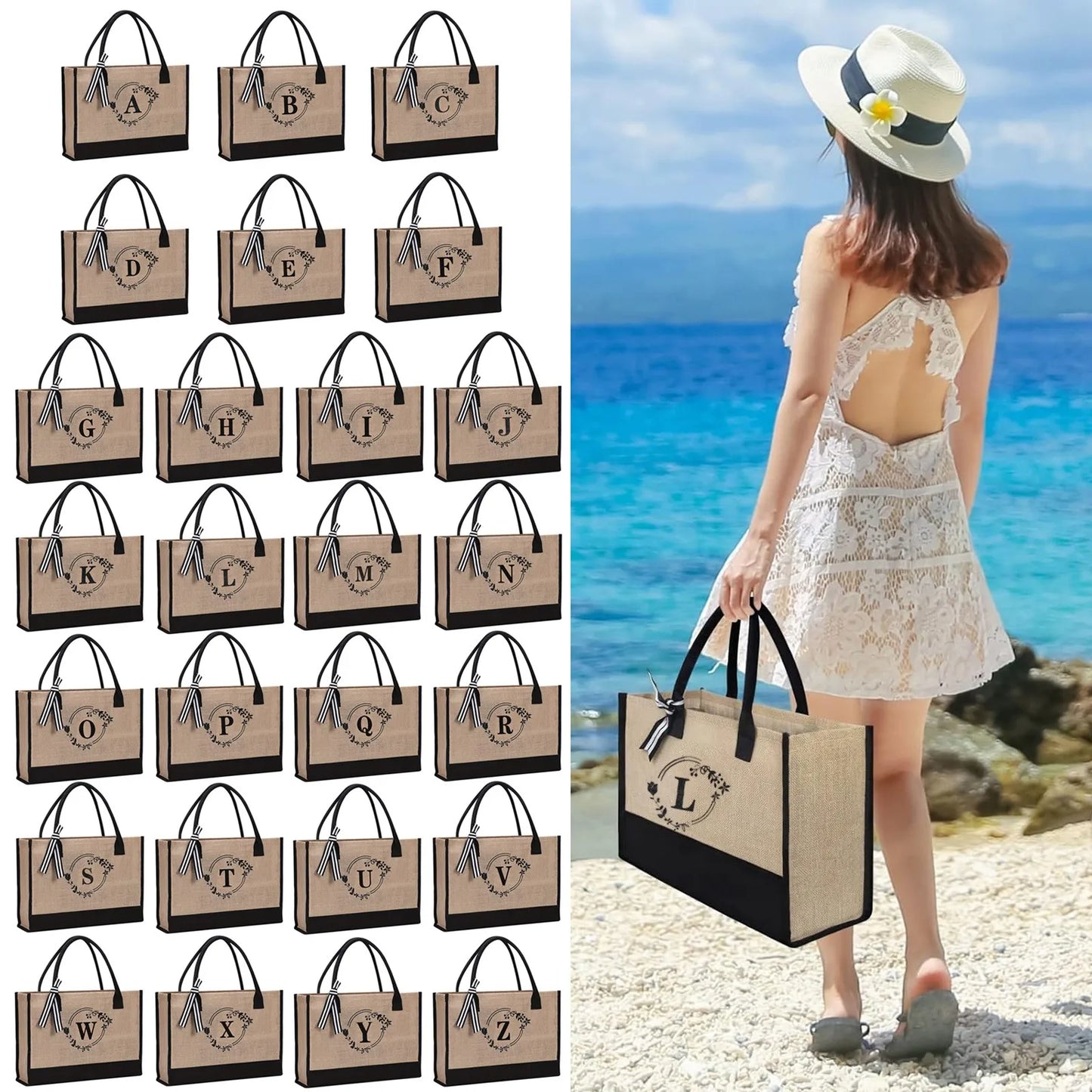 Jute/Canvas bag for work, outdoor, large capacity commuting, art, student, book, women's shoulder bag