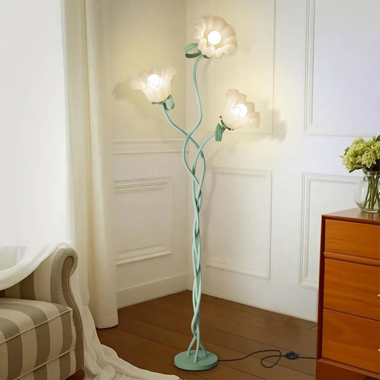 Cute Flower Floor Lamp With Flexible Gooseneck 3 Temperature LED