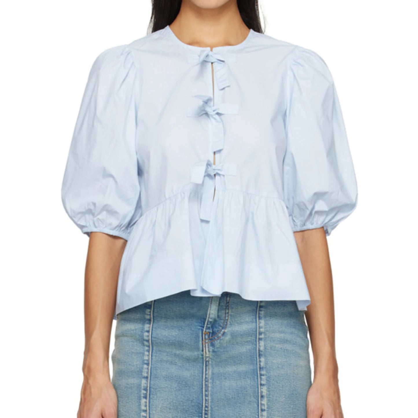 Y2K Peplum Lace Up Bow Blouse For Women Streetwear Fashion