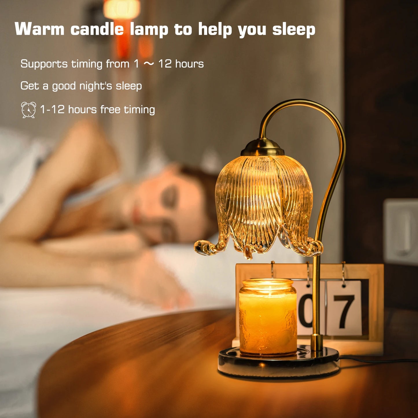 Tulip Flower Warm Candle Lamp French Retro Bedside Night Light