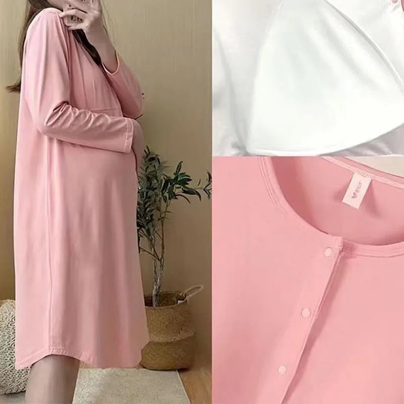 Maternity Clothes Breastfeeding Nightgowns Nursing Sleepwear  Loose Fitting Breast Feeding