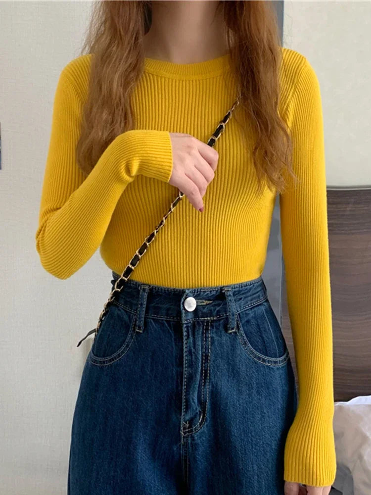 2025 New Women Sweater Autumn Winter Long Sleeve Pullover Basic Top Fashion O-neck