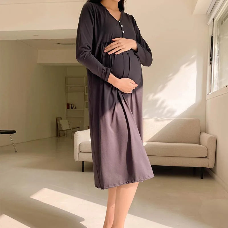 Maternity Clothes Breastfeeding Nightgowns Nursing Sleepwear  Loose Fitting Breast Feeding