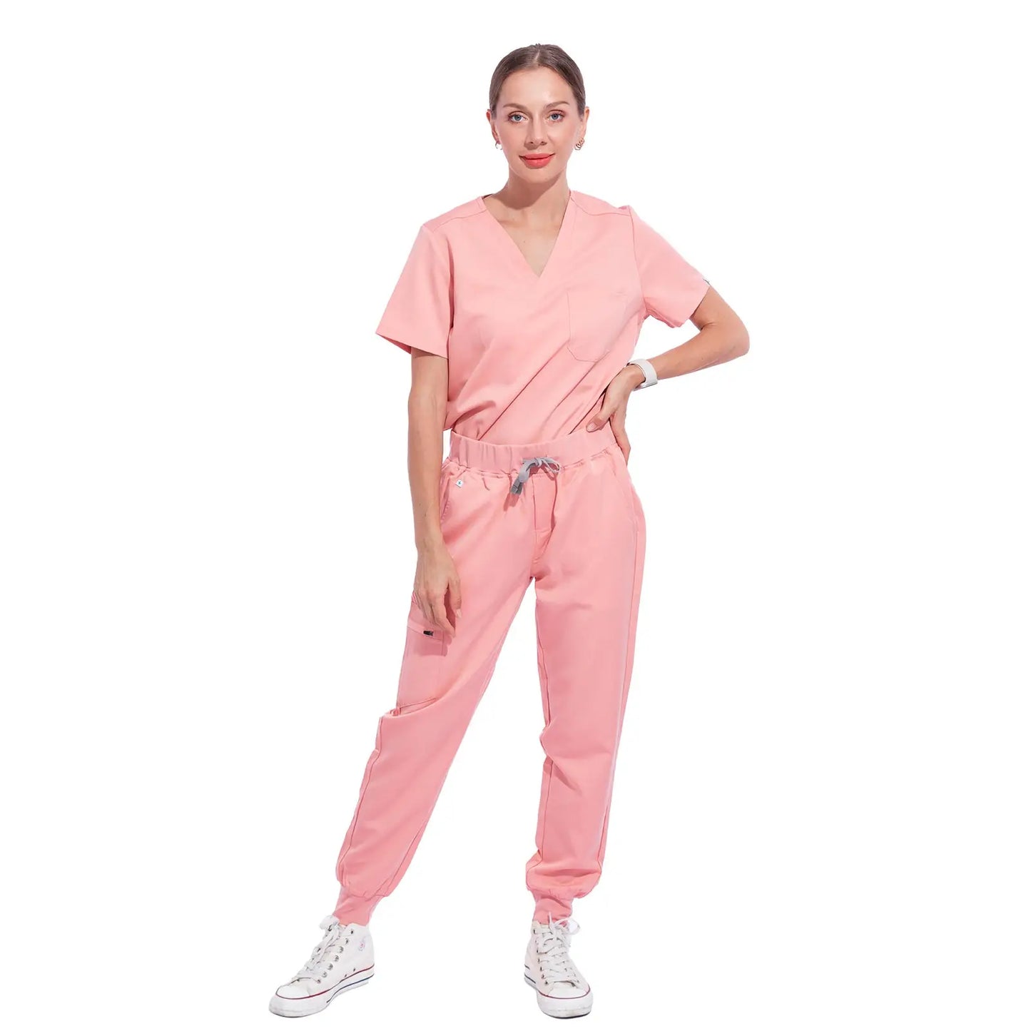V-Neck Women Nurse Uniform Suit Women Medical Scrubs Top and Pants