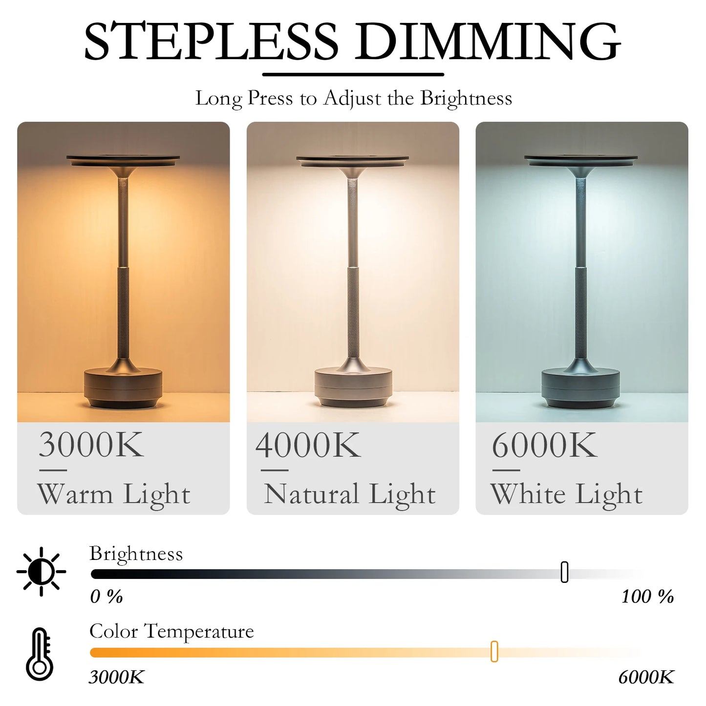 Rechargeable Wireless Table Lamp With LED Touch Sensor Night Light