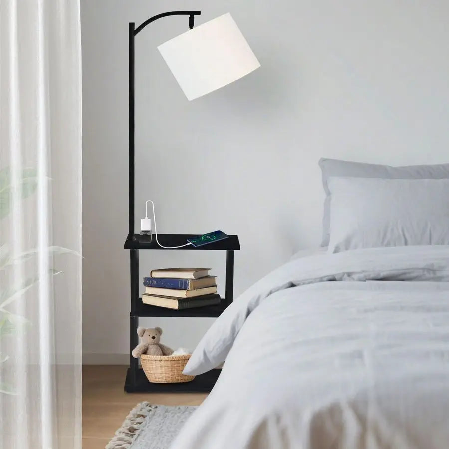 Lamp With Table USB A USB C Charging ACPortPro System