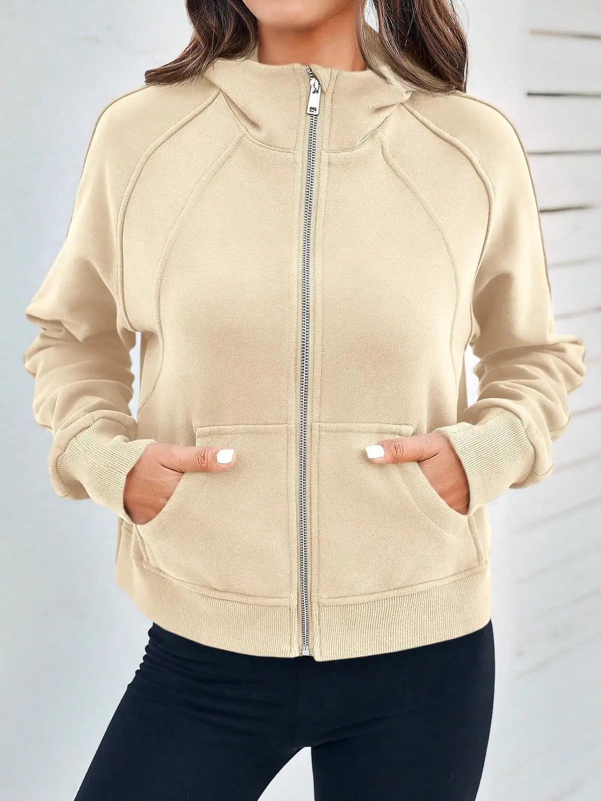 Women's Y2K Zip Up Crop Hoodie Fleece Lined Oversized Sweatshirt With Thumb Holes Streetwear Winter Aesthetic