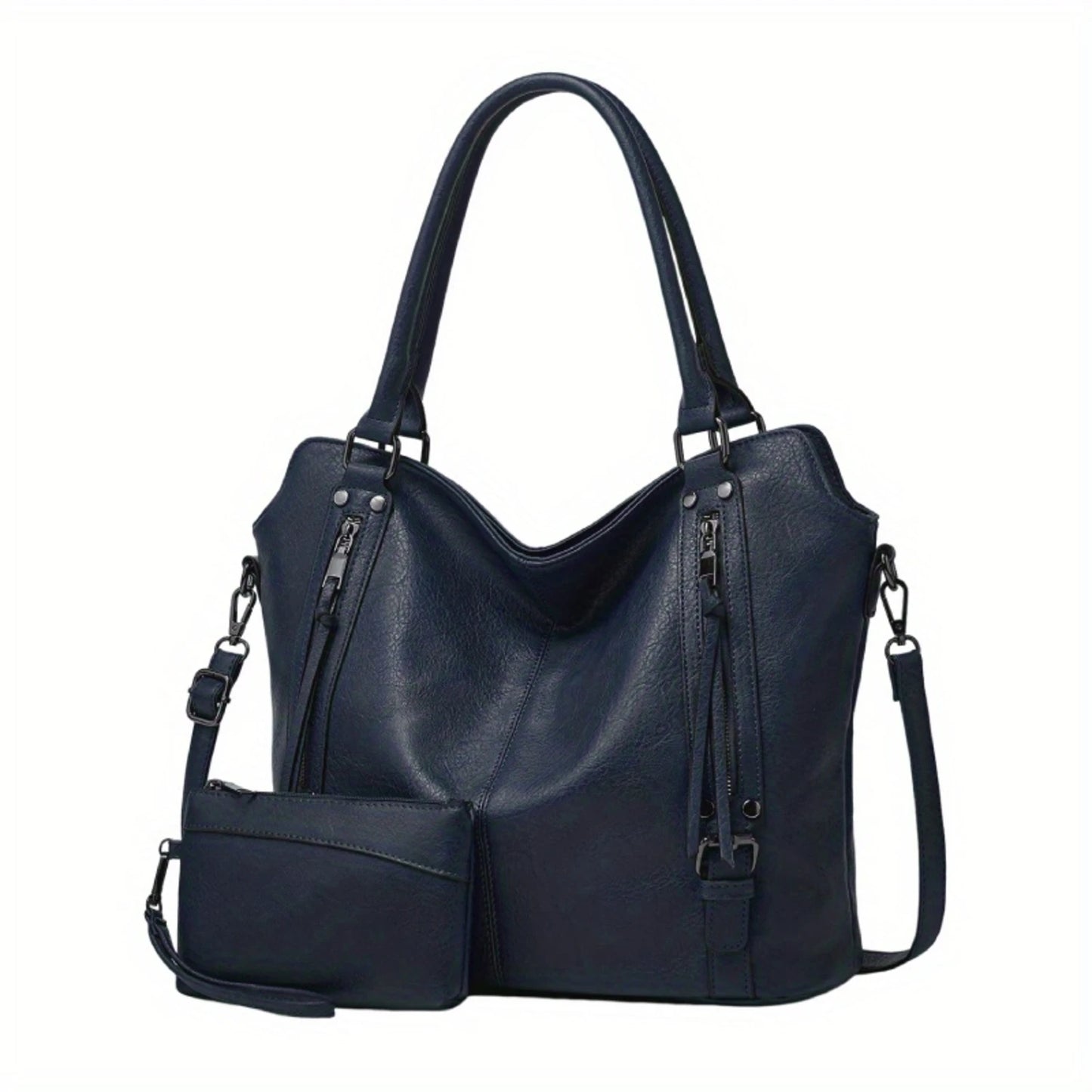 2PC Set Purses Tote Bag For Women, Handbags PU Leather Large Shoulder Bag,