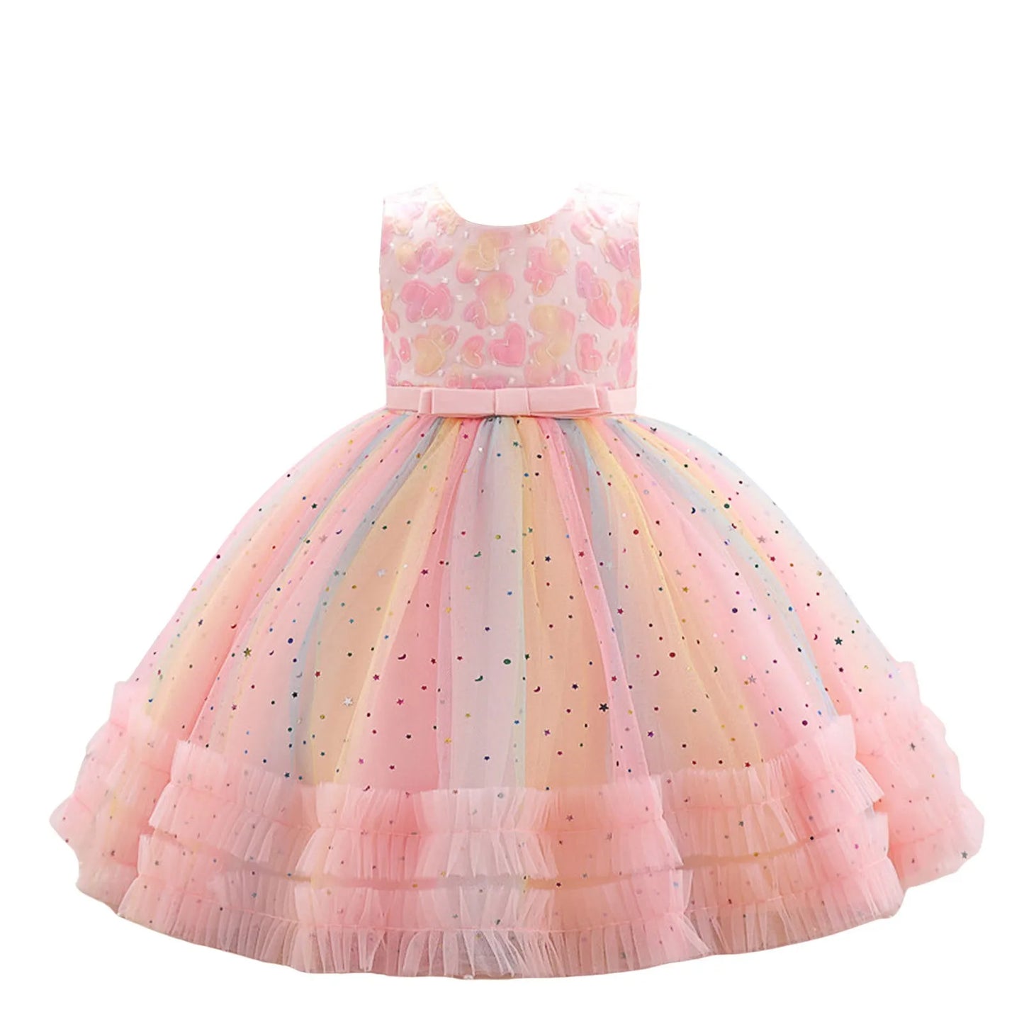 Summer Dress Kids Girls Clothes Cartoon Animal Mermaid Butterfly Rainbow Sleeveless Princess Pongee Dress
