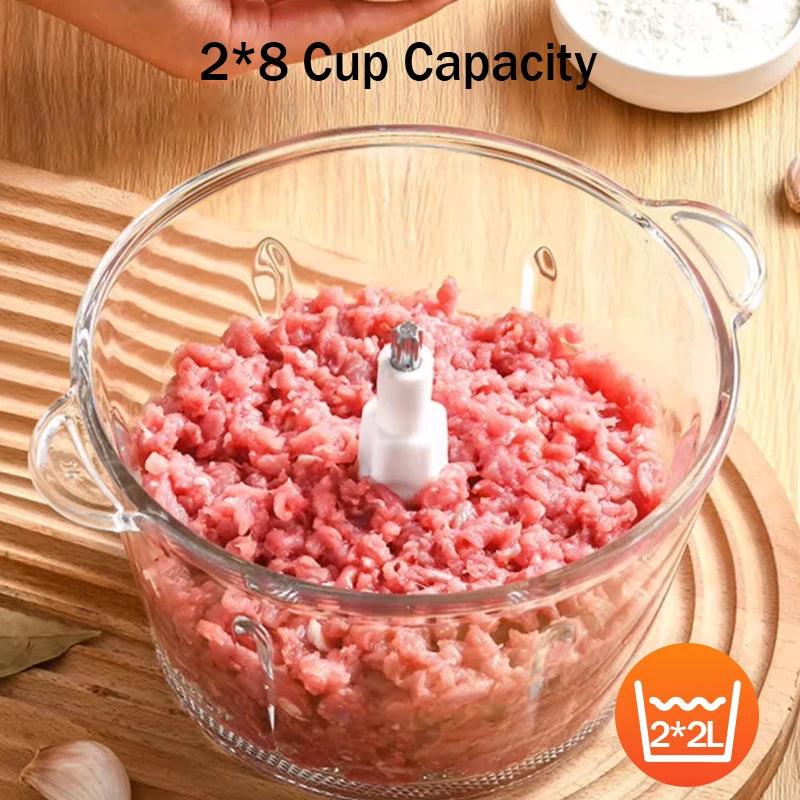 Kitchen in the box Food Processors,350W All-Copper Motor Meat Grinder & Food Chopper - Electric Vegetable Chopper with 2 Bowls(2