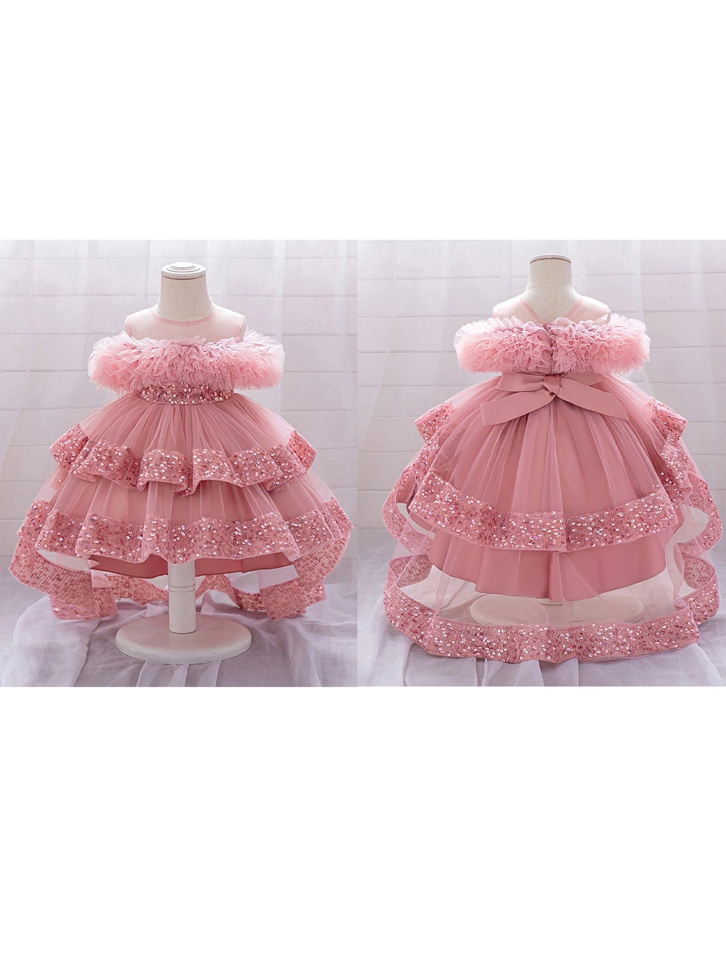 Princess Dress with Tulle Skirt and High-Low Hemline Perfect for Birthday Parties and Weddings