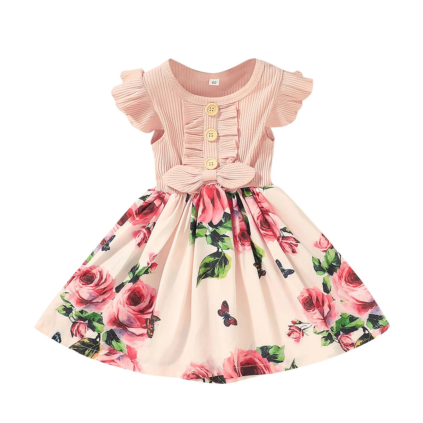 Baby Princess Party Dresses for Girls Flower Elegant Ruffle Sleeve Children