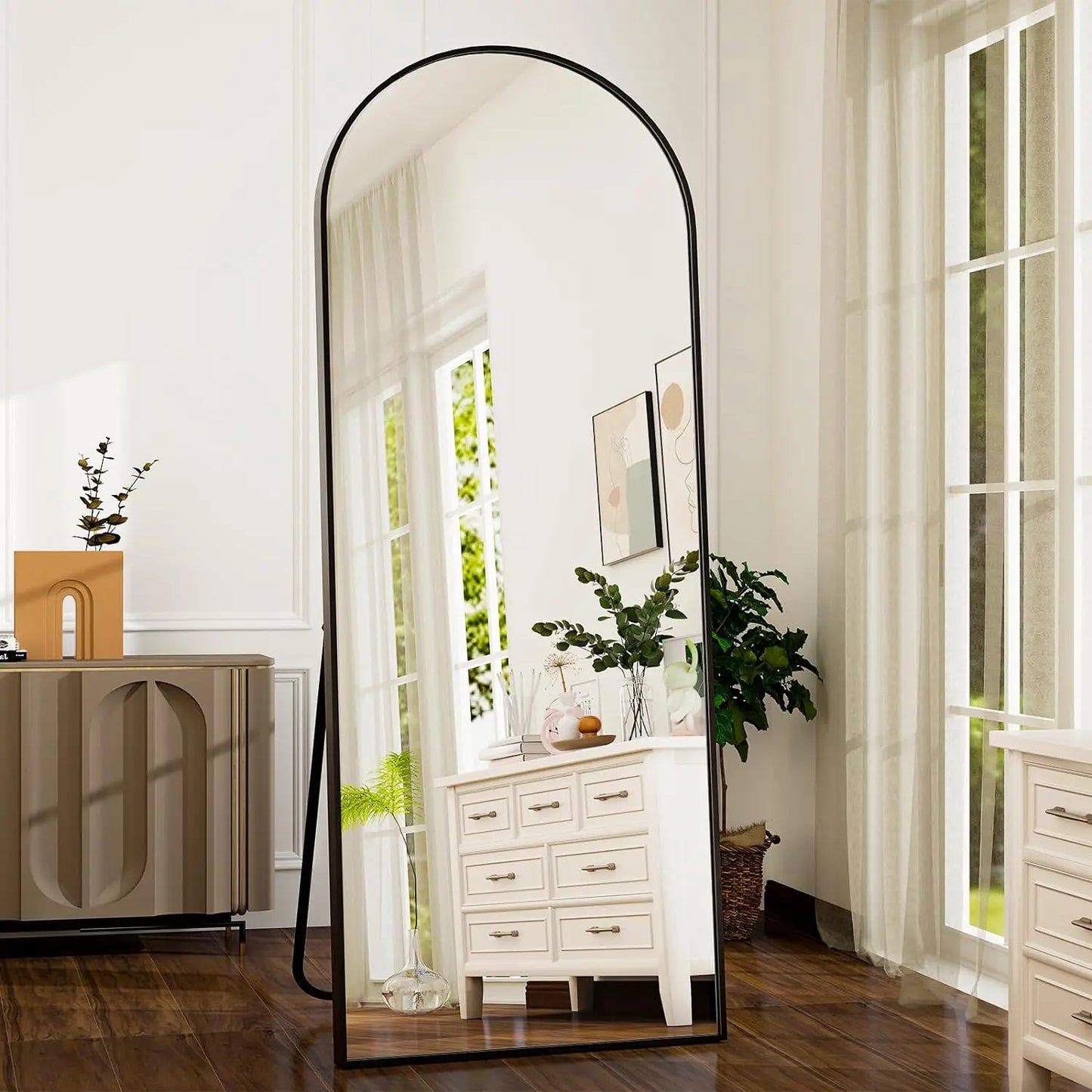 21x64 inch Arched Full Length Mirror-Aluminum Alloy Frame High