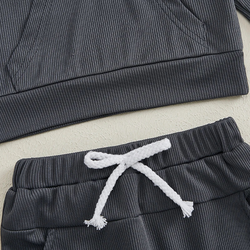 Toddler Boy Winter Outfit Cozy Fleece Pullover Hoodie and Warm Pants Set