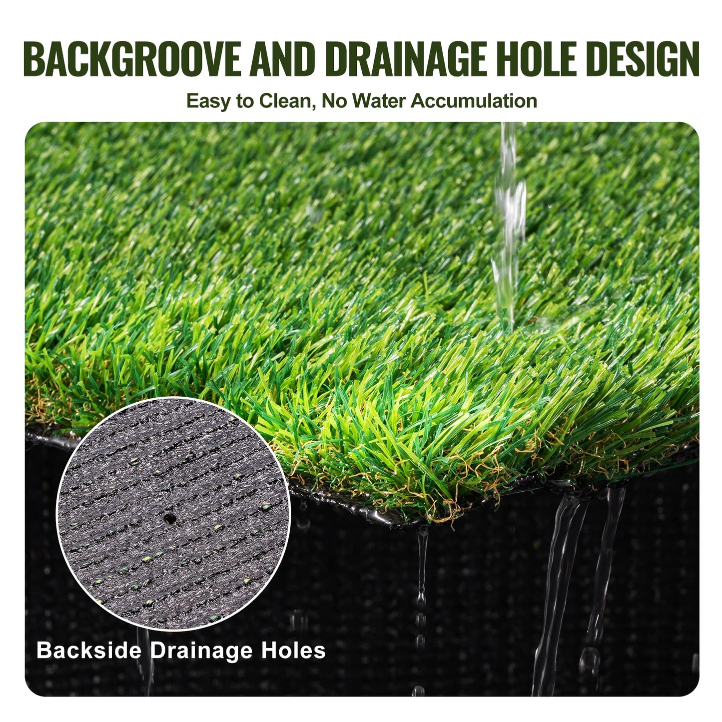 SucceBuy Artifical Grass Rug Green Turf 1.38/1.57" Fake Door Mat Outdoor Patio Lawn