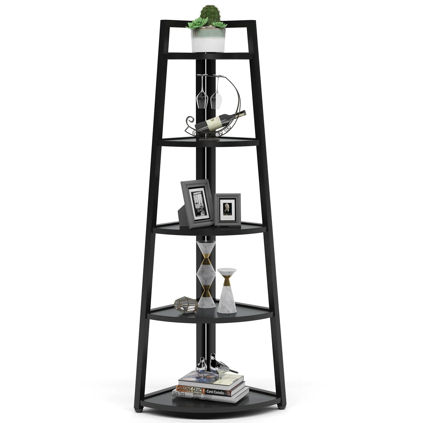Tribesigns 70 inch Tall Corner Shelf, 5 Tier Modern Corner Bookshelf