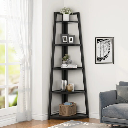Tribesigns 70 inch Tall Corner Shelf, 5 Tier Modern Corner Bookshelf