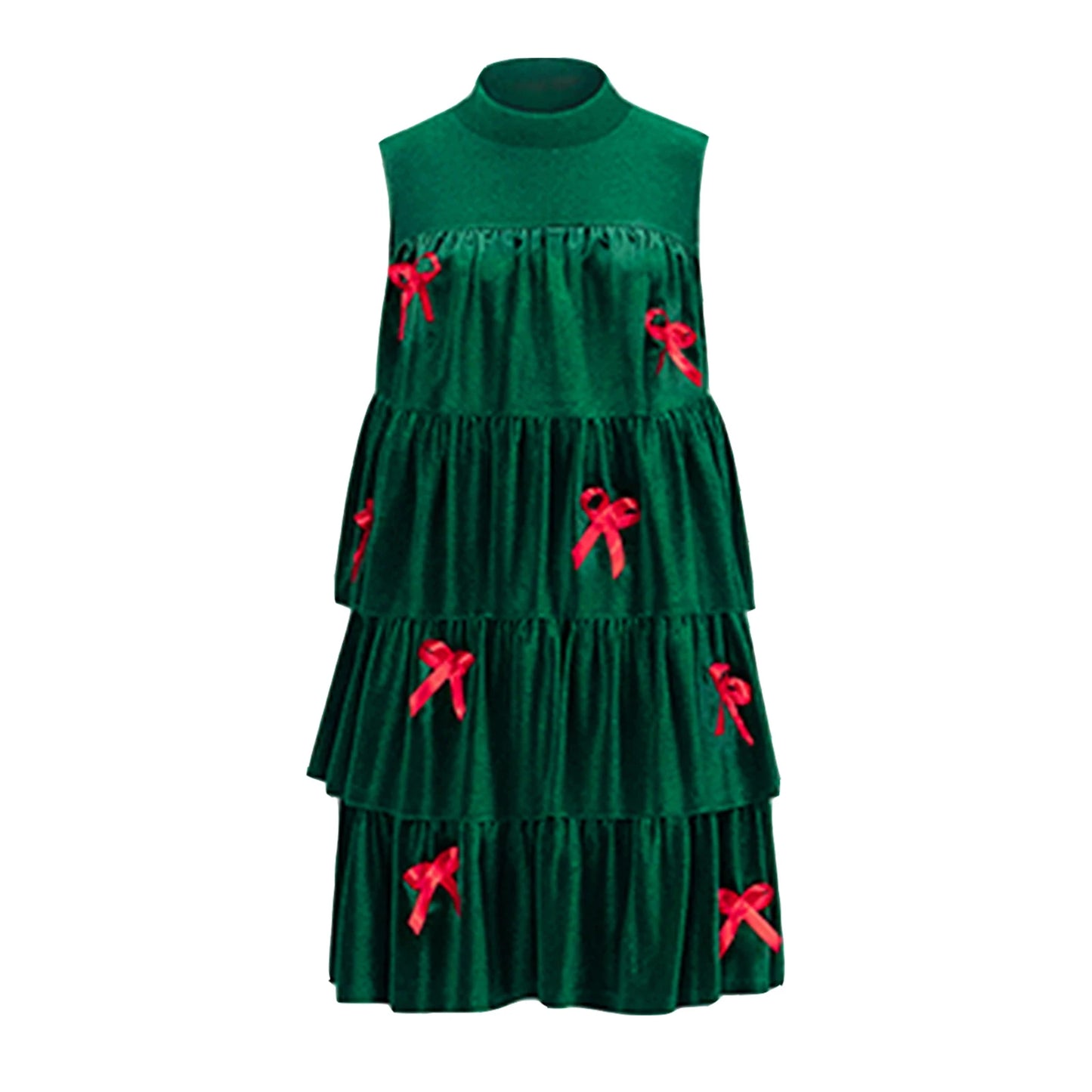 Women s Festive Holiday Dress Elegant Flowy A-Line Silhouette with Charming Bow