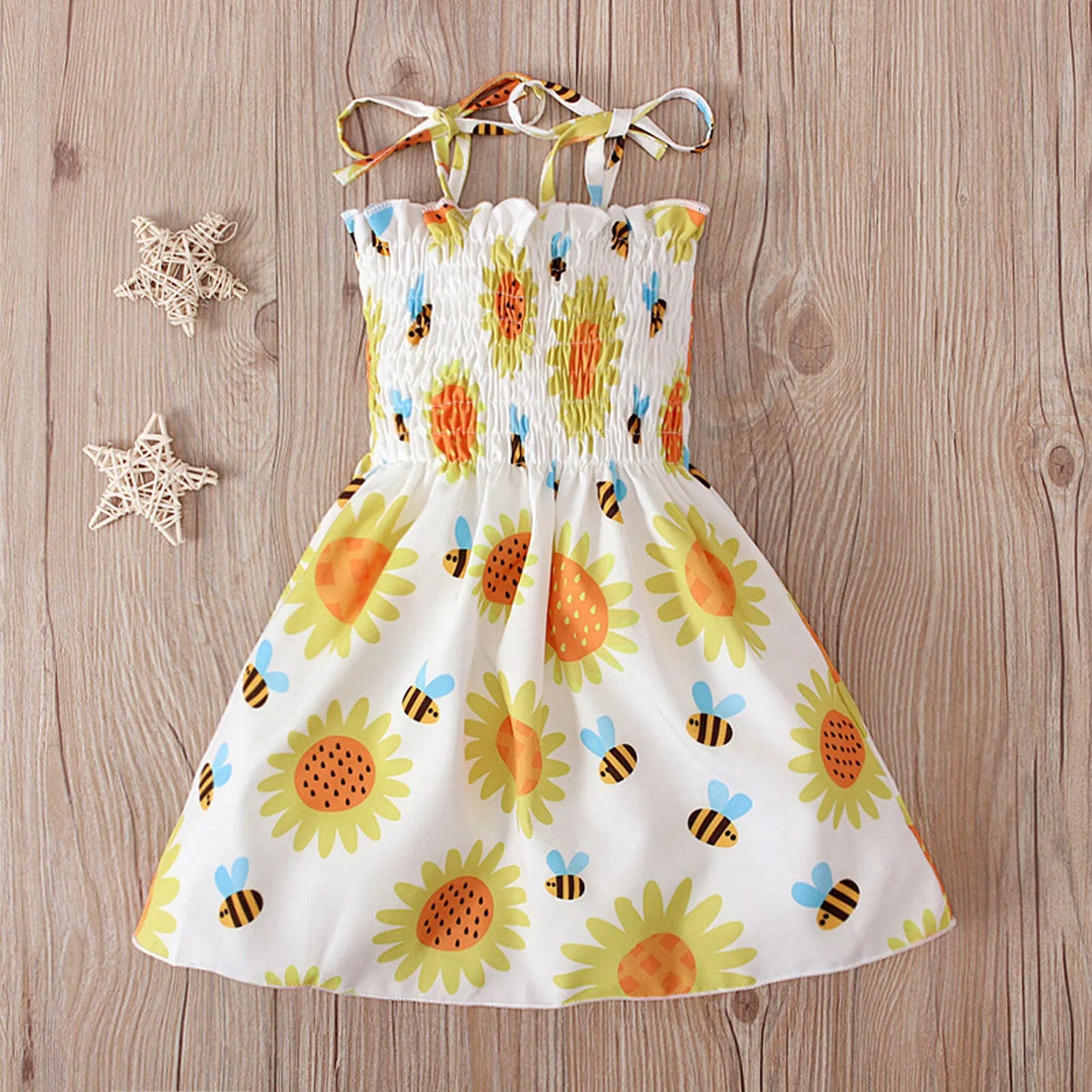 Children Girl Dress Summer Elegant Sling Princess Dresses Flower Print Kids Beach Sundress