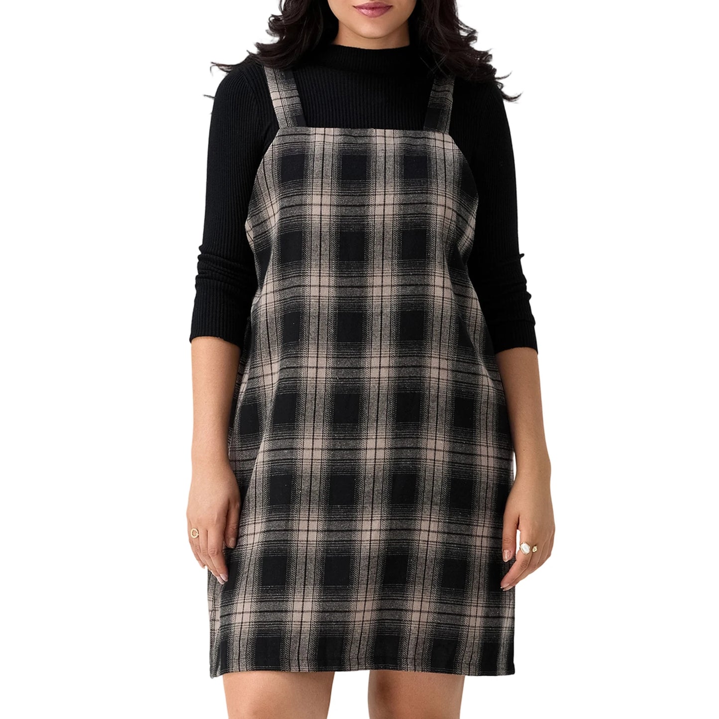 Women V Neck Long Sleeve Tunic Dress With Pockets Casual