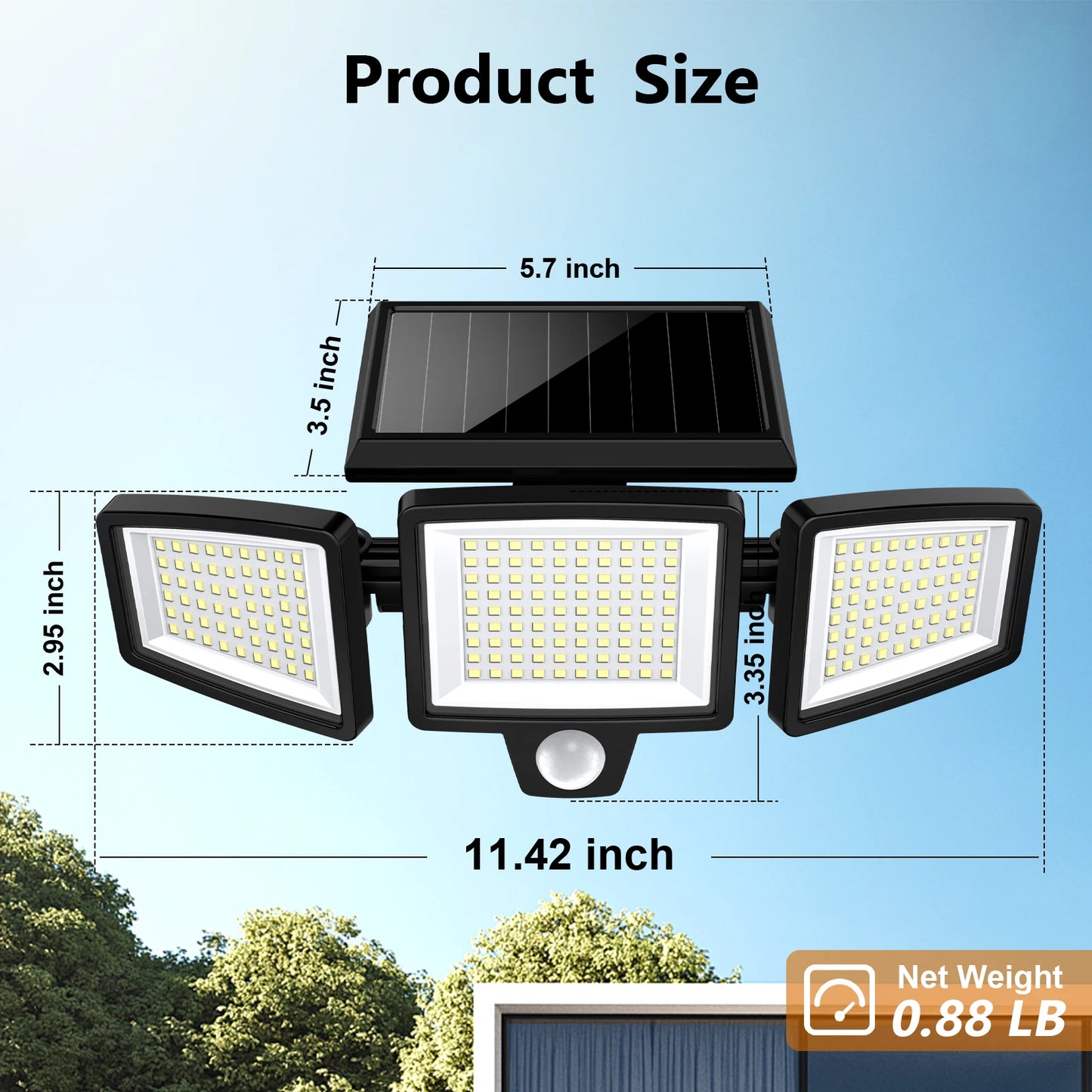 3 Pack Outdoor Solar Lights, 2800LM，Motion Sensor Security Lights for Porch, Garage, Yard Entrance, Patio