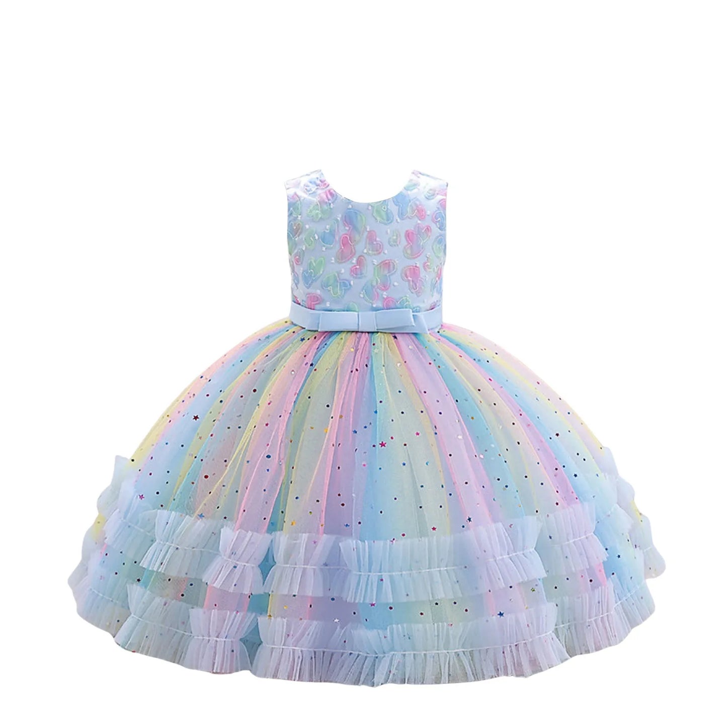 Summer Dress Kids Girls Clothes Cartoon Animal Mermaid Butterfly Rainbow Sleeveless Princess Pongee Dress