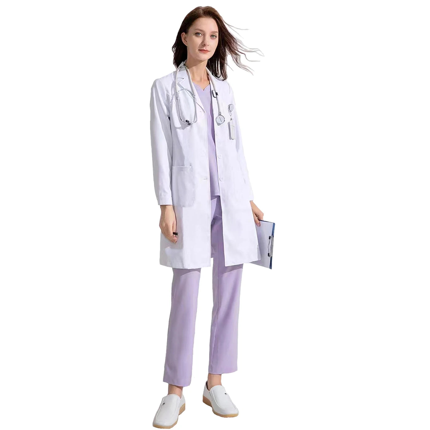 White Medical Lab Coats Nurse  Long Sleeve Laboratory Science Student Doctor Coat