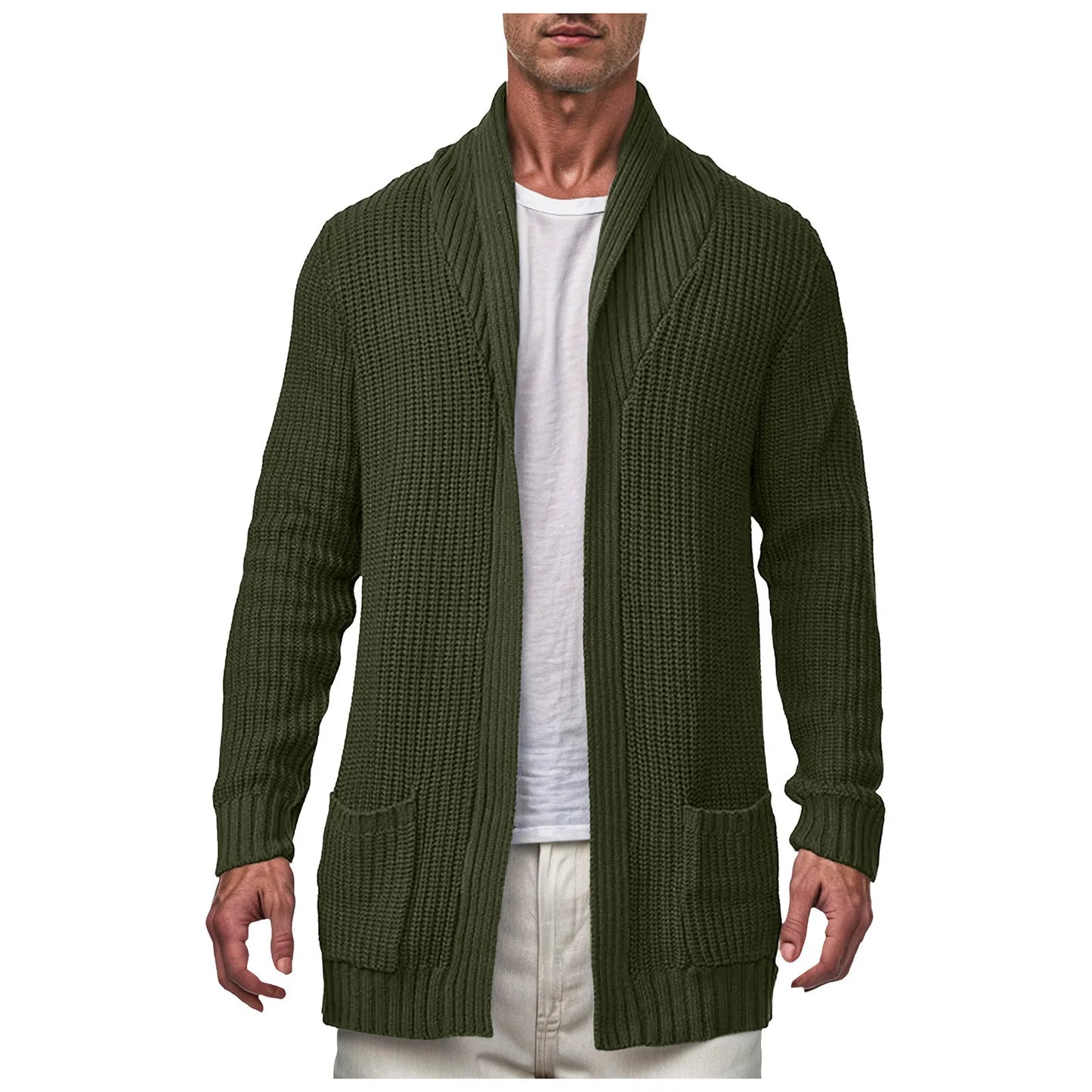 Men's Hooded Cardigan Sweater Coat With Turtleneck
