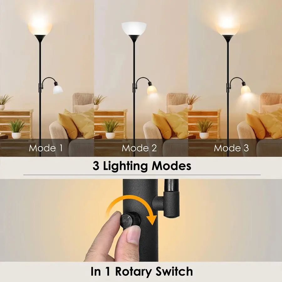 Elegant Torchiere Floor Lamp With Adjustable Reading Lamp