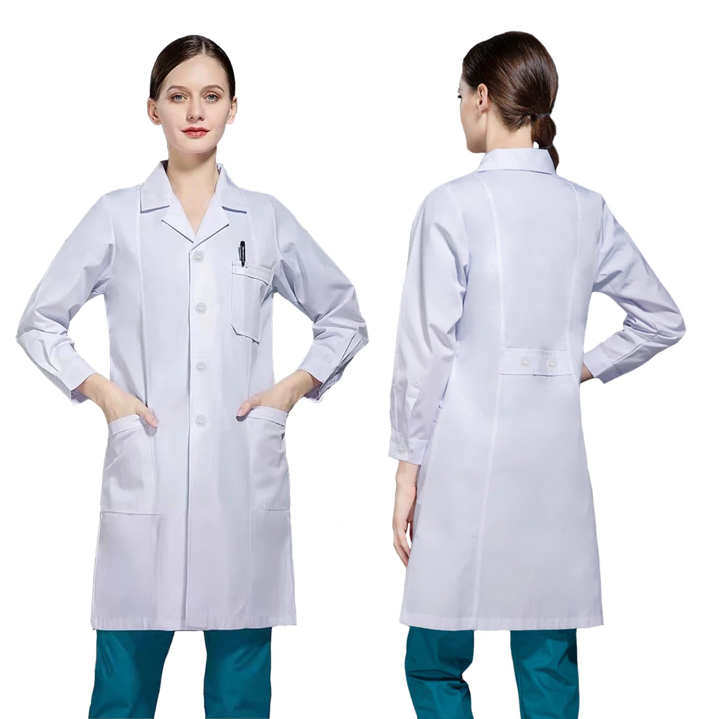 White Medical Lab Coats Nurse  Long Sleeve Laboratory Science Student Doctor Coat