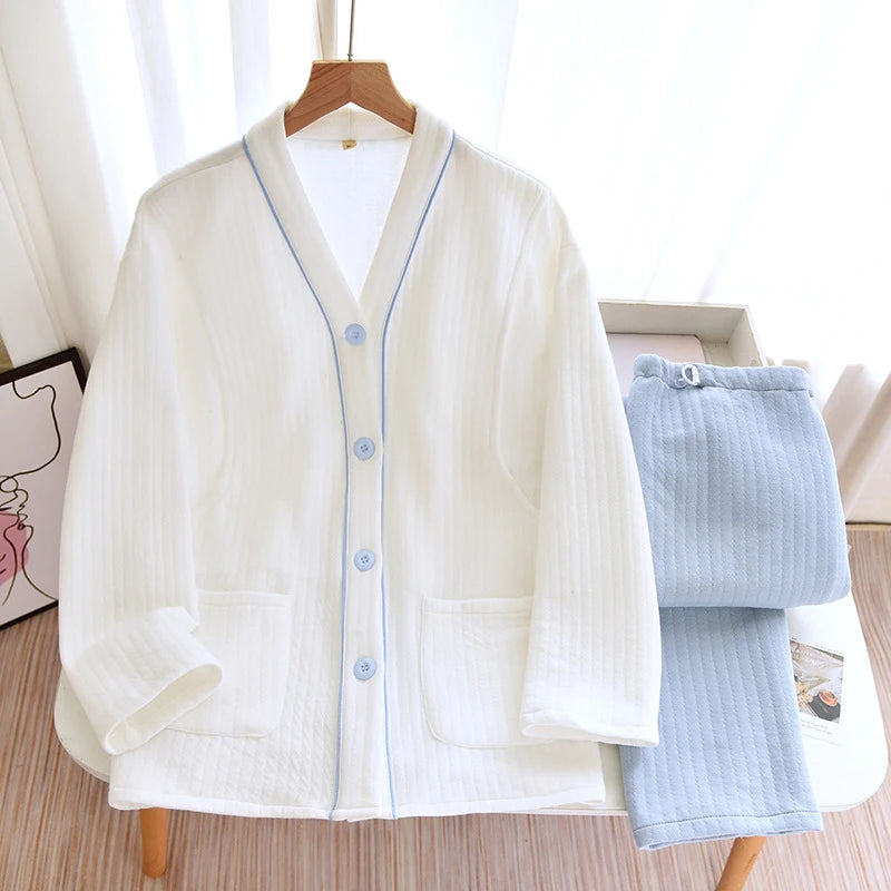 New Pregnant Women Nursing Pajamas Set Thickened Cotton Confinement Clothes
