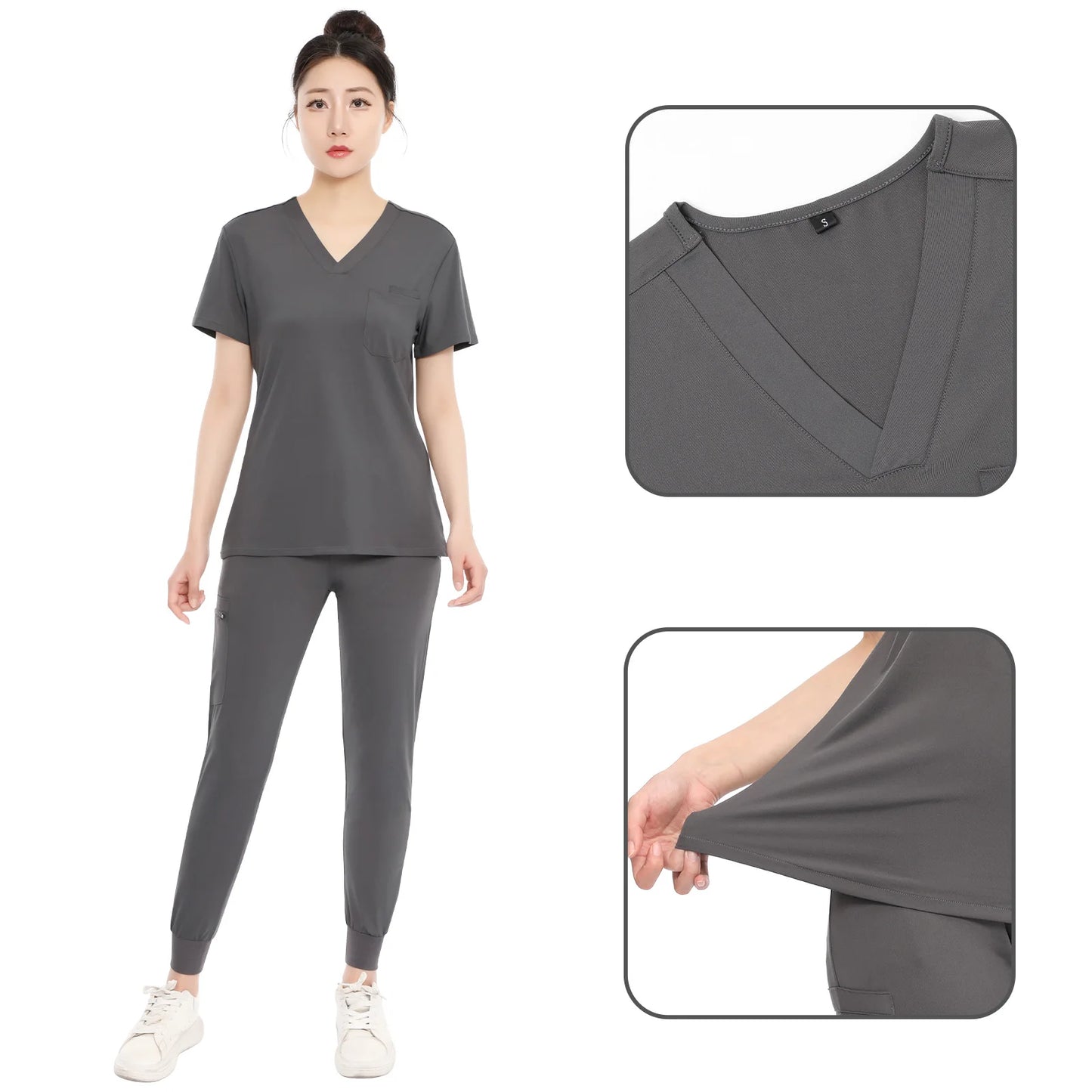 Nurse Uniform Scrubs Set For Women V Neck Medical Scrubs
