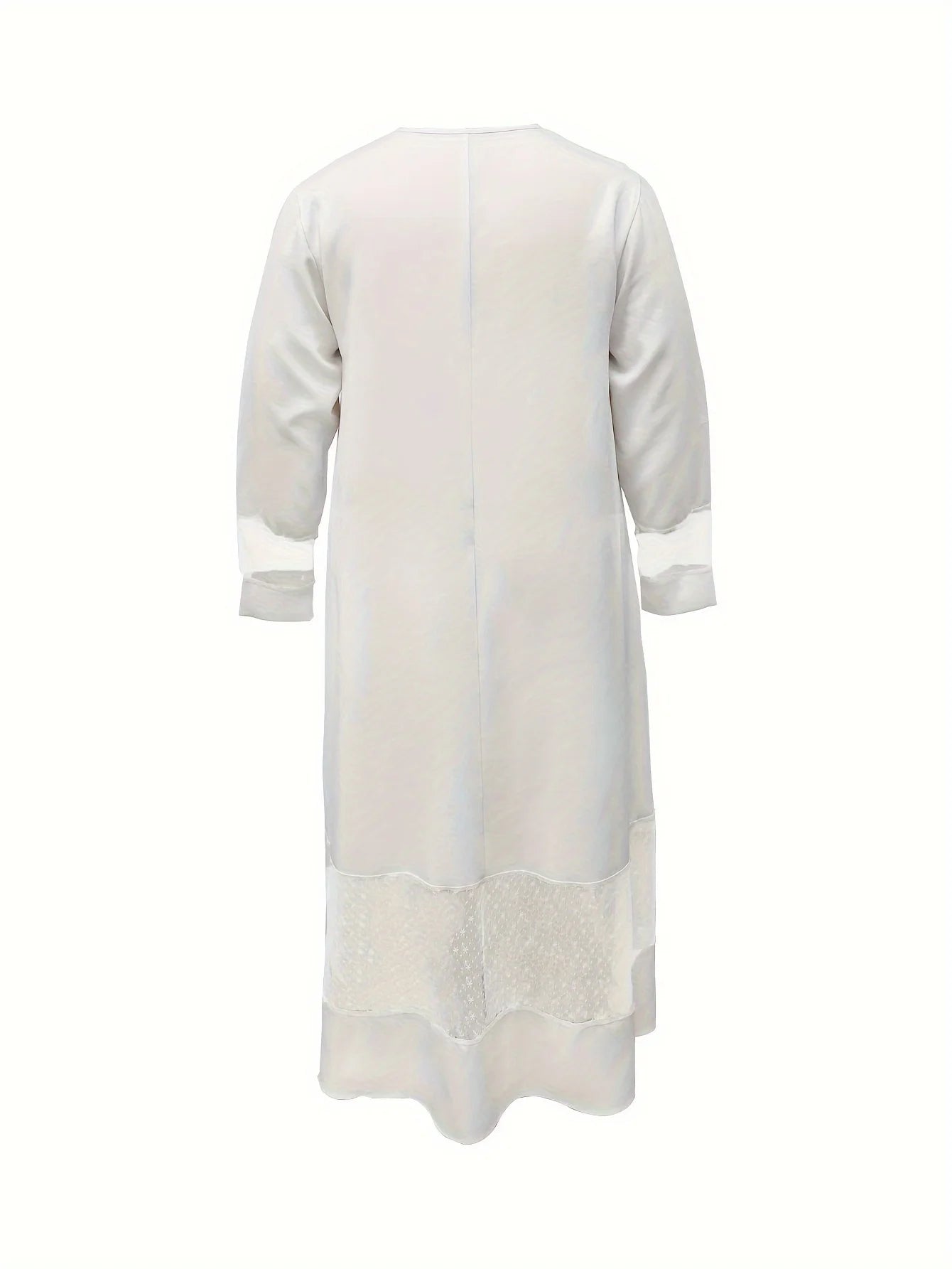 Casual and Elegant Solid Color Mesh Patchwork O-neck Straight Tube Dress