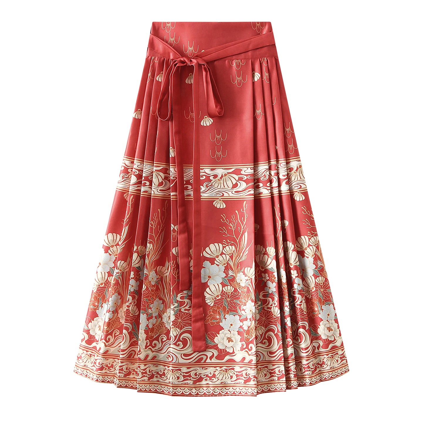 Women s Horse Face Skirt Elegant Phoenix Character Flower Print Pleated