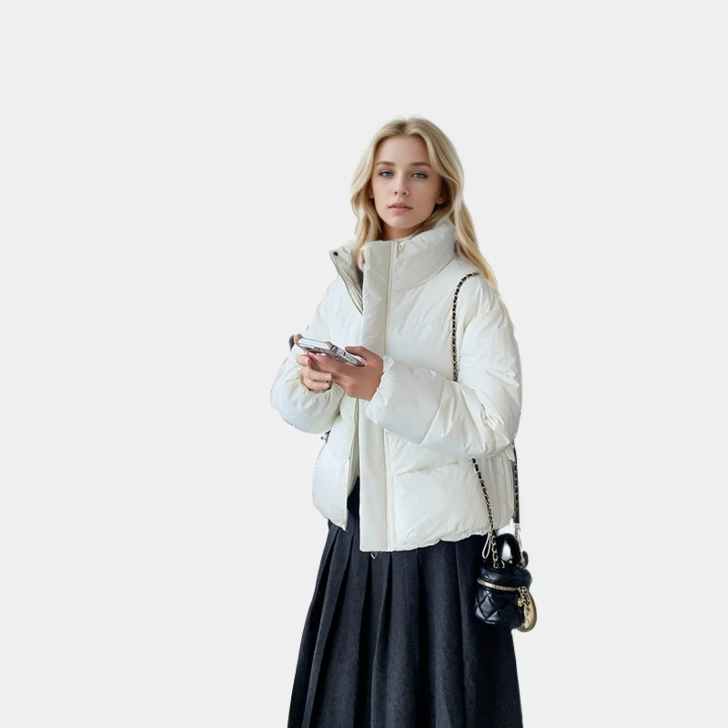 Women's Down Cotton Coat Short Stand-up Collar Autumn/winter Solid Color