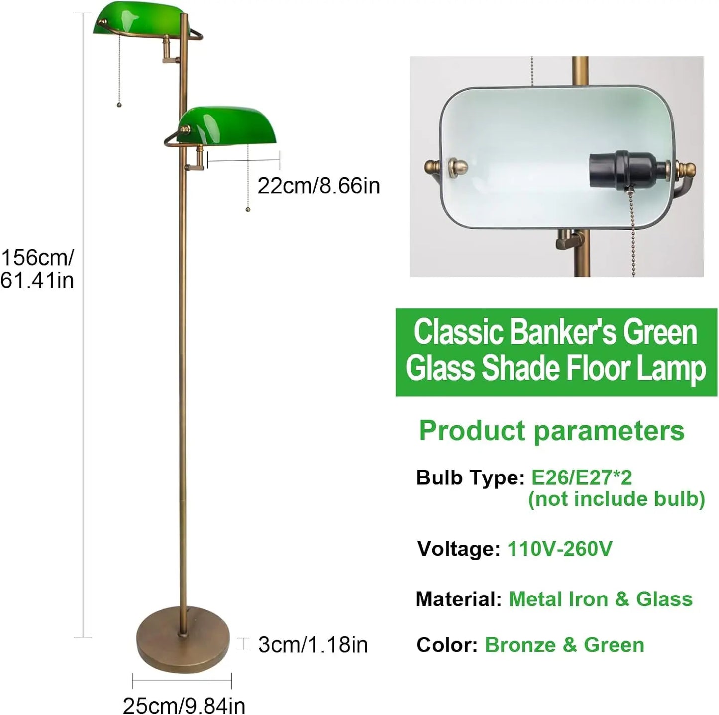 Art Deco Glass Floor Lamp With Adjustable Arm Pull Chain