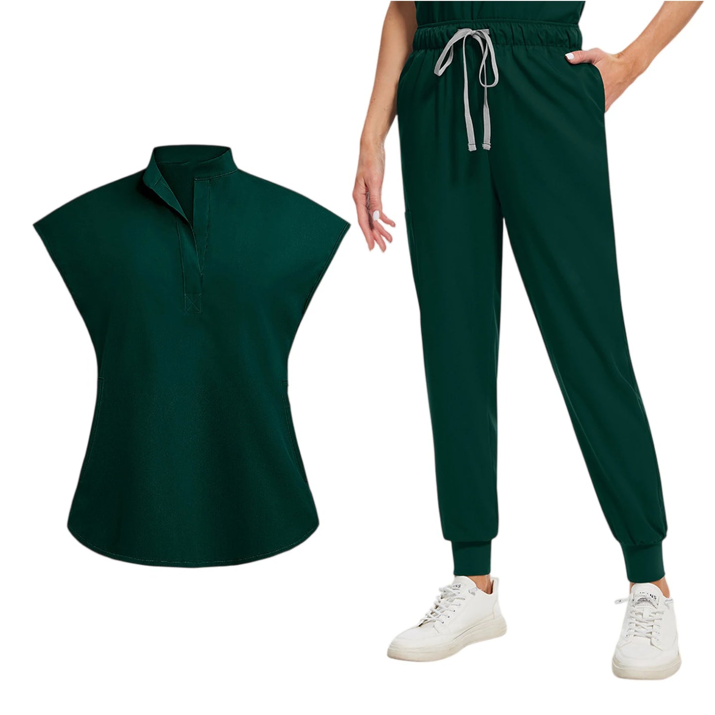 Anti-Wrinkle Professional Short Sleeve V-neck Scrubs Uniforms  Unisex  Clinical Surgical Nursing