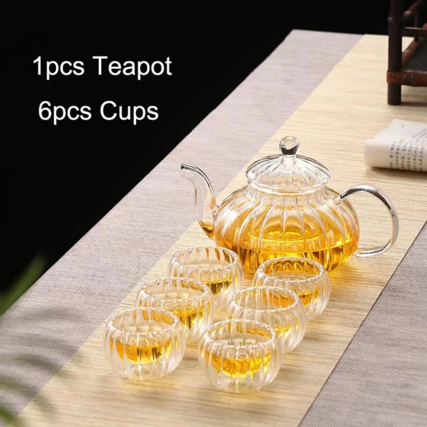 High Borosilicate Heat Resistant Glass Pumpkin Kettle Tea Infuser Filter Teapot Chinese Teawear Flower Pot 600ml