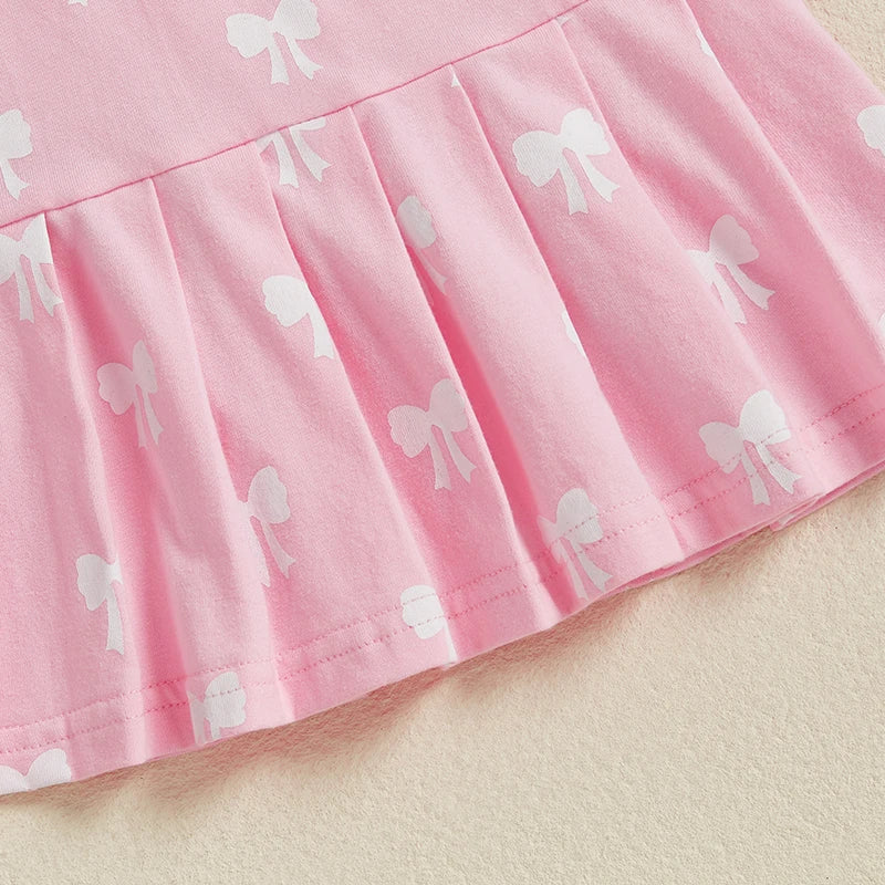 Cute Baby Girl Dress with Short Sleeves and Lapel Collar Adorable Butterfly Print