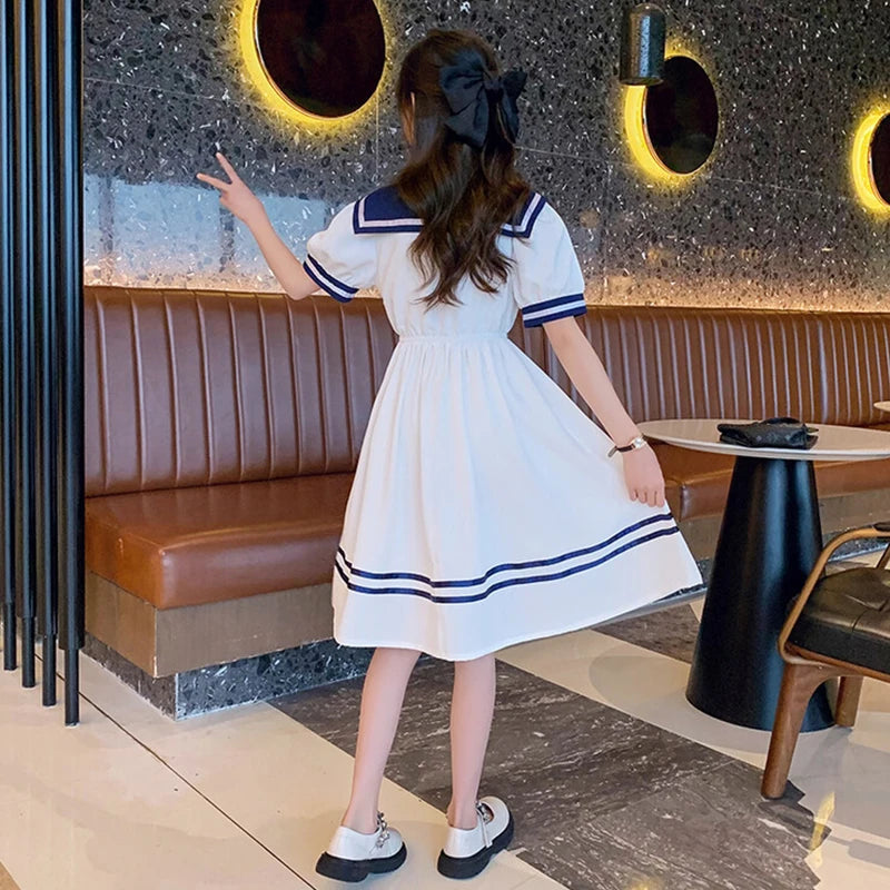 Girls School Dress Summer Dresses for Kids Costume Preppy Style School Teenagers