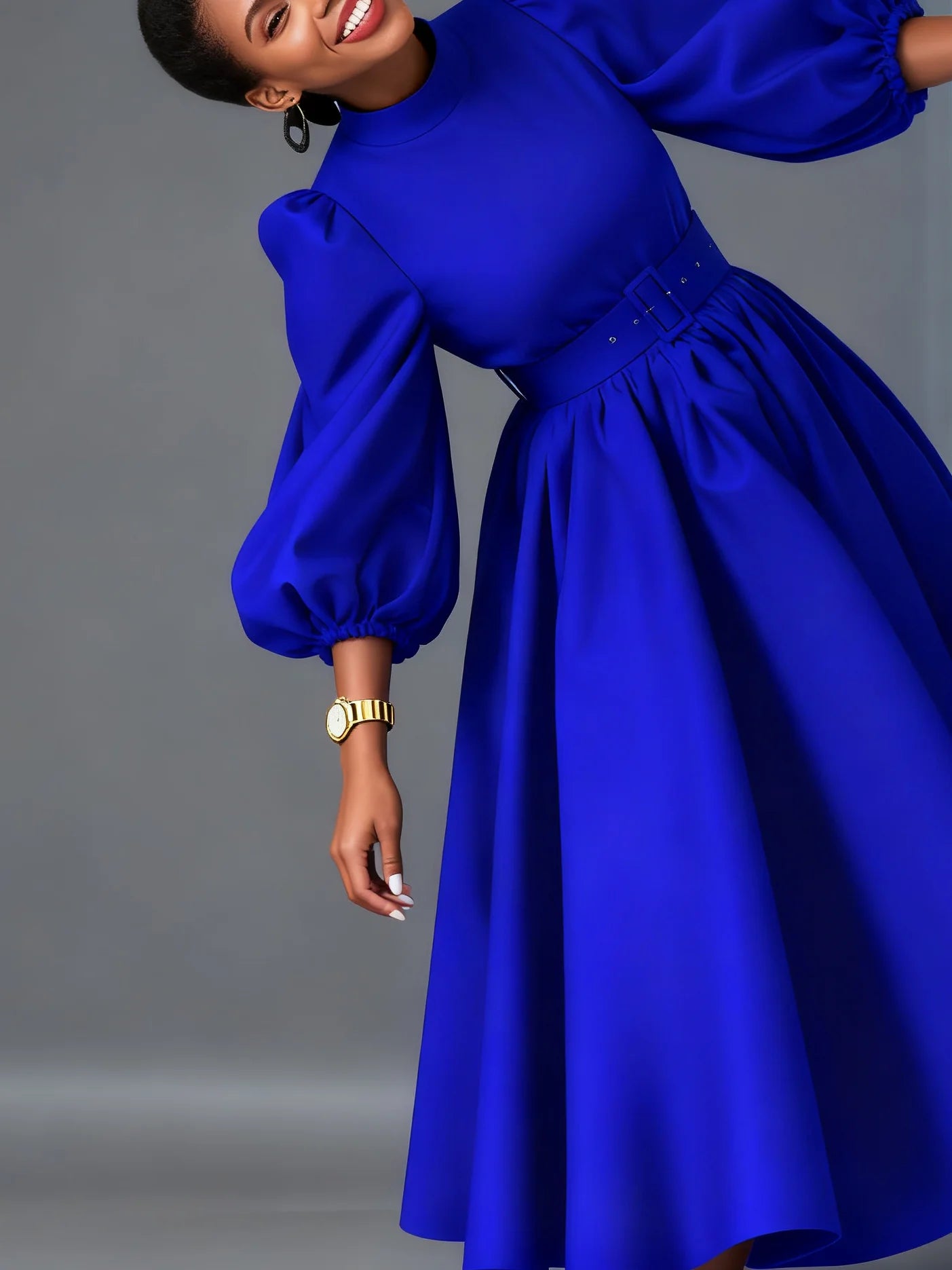 Plus Size, Spring And Autumn Long-sleeved Shirt Dress